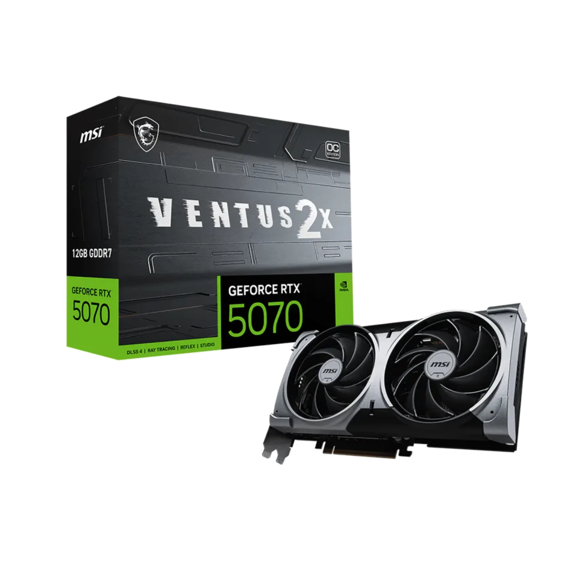 MSI GeForce RTX 5070 VENTUS 2X OC Graphics Card, 12GB GDDR7, DLSS 4 - 912-V532-009