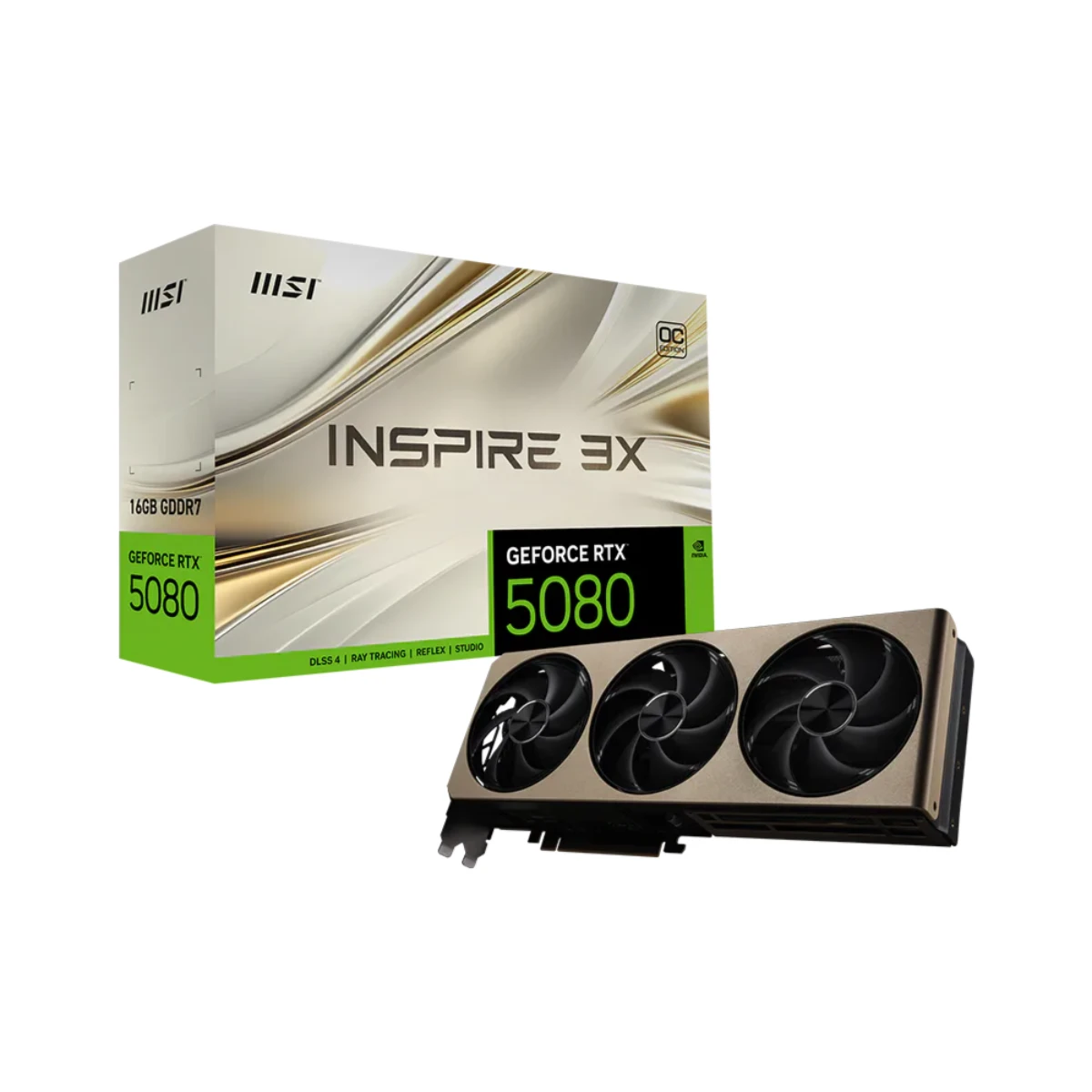 MSI GeForce RTX 5080 INSPIRE 3X OC Graphics Card, 16GB GDDR7, DLSS 4 - 912-V531-203