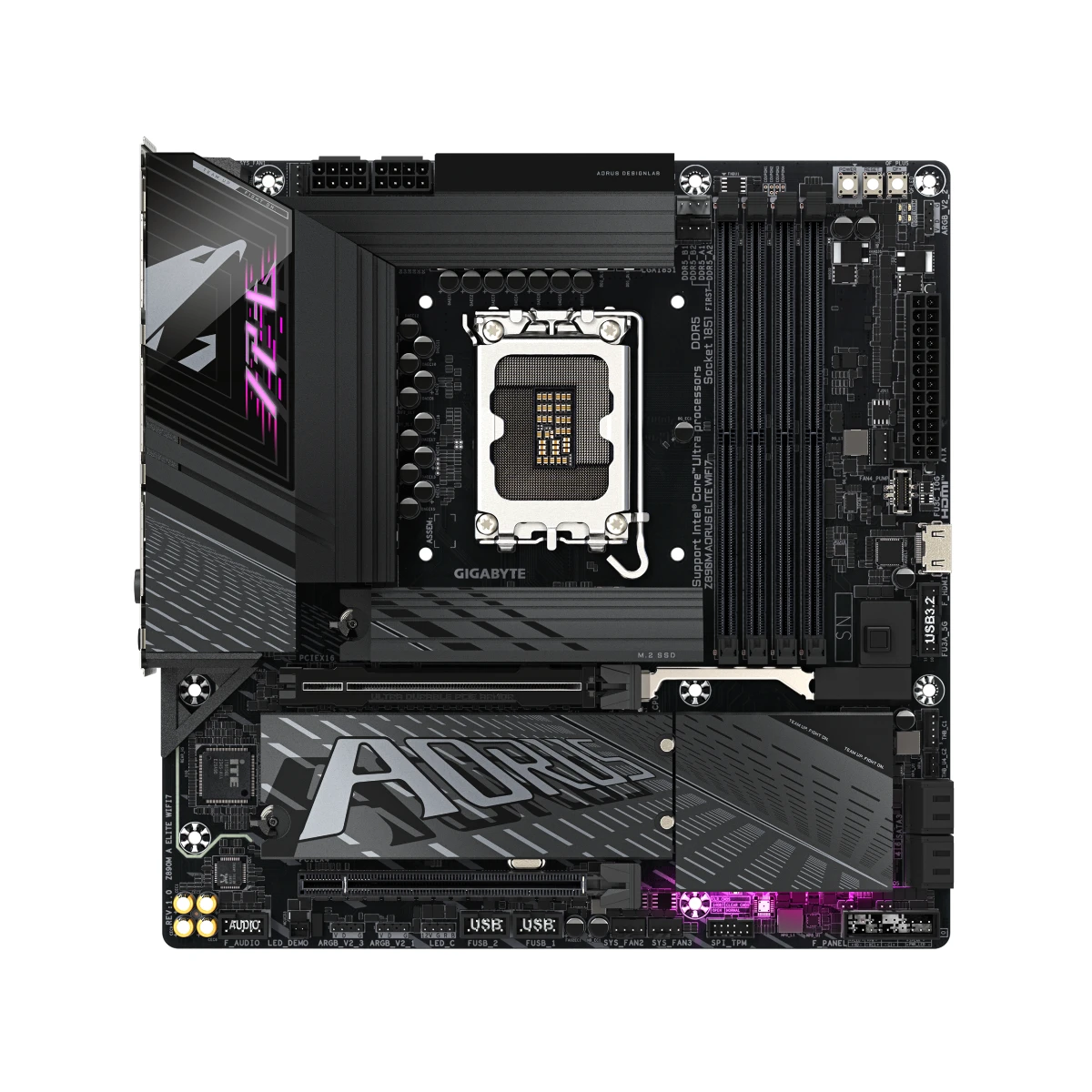 Gigabyte Z890M AORUS ELITE WIFI7 LGA 1851 Micro-ATX Gaming Motherboard | Z890M-A-ELITE-WIFI7 view 2